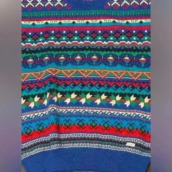 Steffner Vintage Sweater made in Hungary Fair Isle Retro 100% Wool 90's Grandpa - Picture 3 of 9